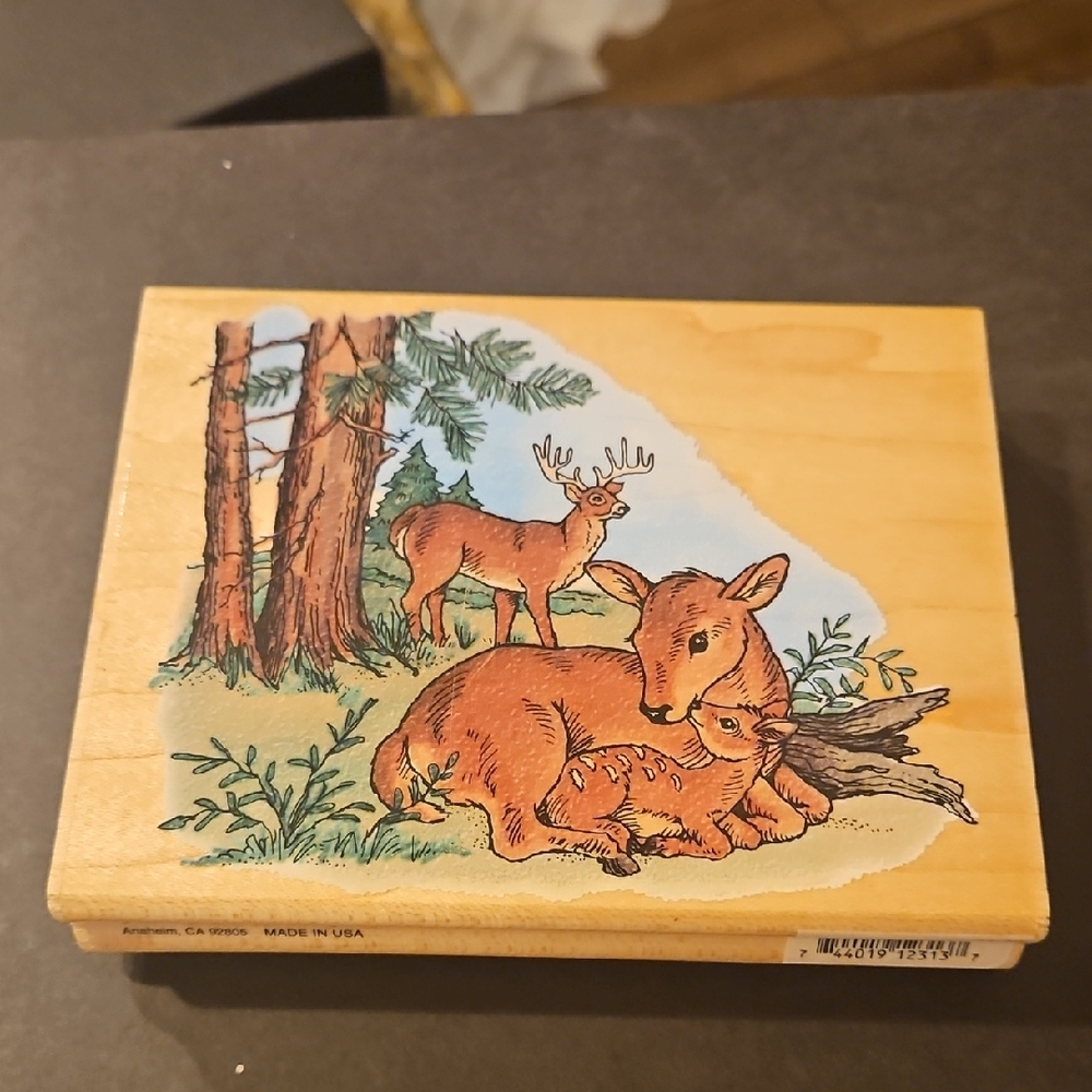 Stampendous Deer Family wooden stamp